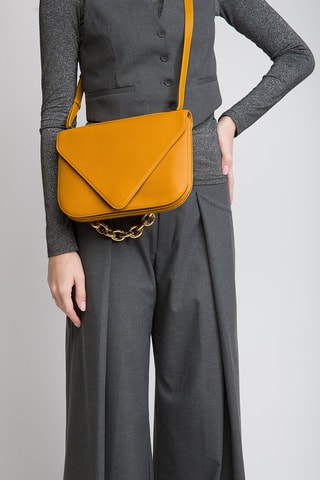 Mala de ombro em couro de vitelo - Amarelo e dourado - Bottega Veneta