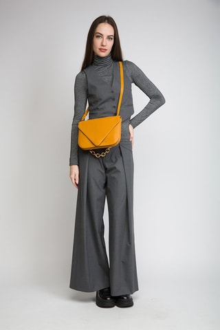 Mala de ombro em couro de vitelo - Amarelo e dourado - Bottega Veneta