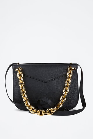 Mala de ombro em couro de vitelo - Preto e dourado - Bottega Veneta