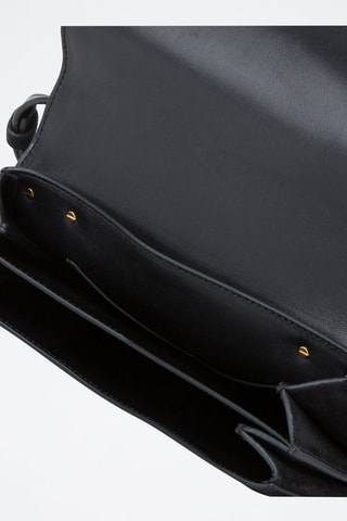 Mala de ombro em couro de vitelo nobuck e couro de cordeiro nobuck - Preto e dourado - Bottega Veneta