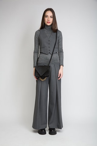 Mala de ombro em couro de vitelo nobuck e couro de cordeiro nobuck - Preto e dourado - Bottega Veneta