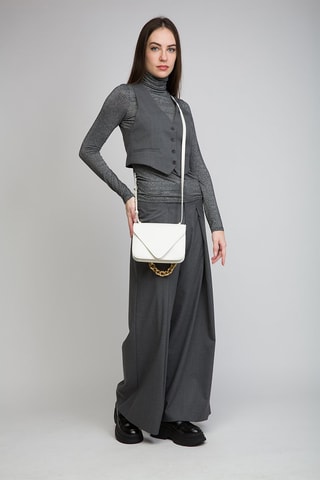 Mala de ombro em couro de vitelo - Branco e dourado - Bottega Veneta