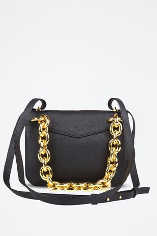 Mala de ombro em couro de vitelo - Preto e dourado - Bottega Veneta