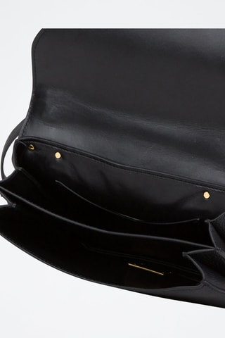 Mala de ombro em couro de vitelo - Preto e dourado - Bottega Veneta