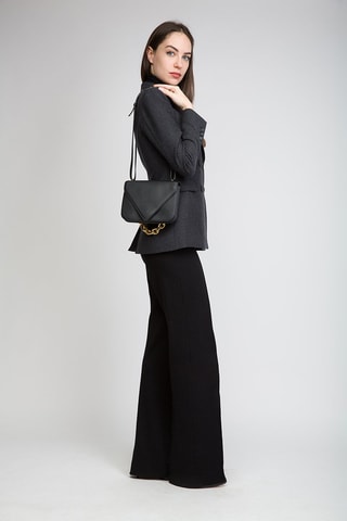Mala de ombro em couro de vitelo - Preto e dourado - Bottega Veneta