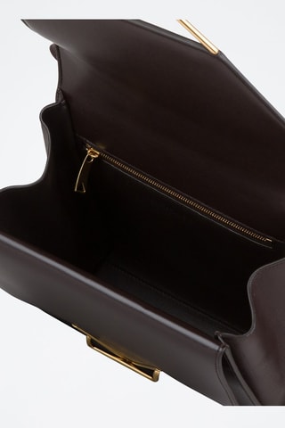 Kalfsleren en Lamsleren Schoudertas - Chocoladebruin en Goudkleurig