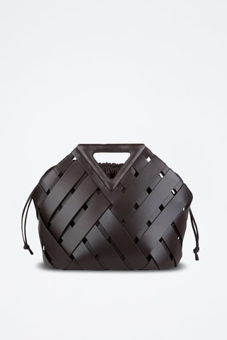 Mala em couro de vitelo e couro de cordeiro - Chocolate e dourado - Bottega Veneta