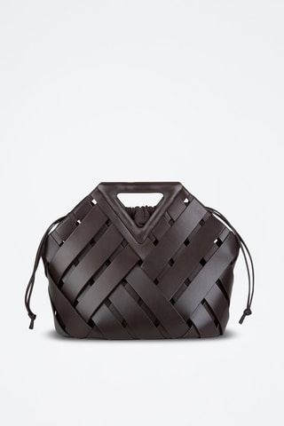 Mala em couro de vitelo e couro de cordeiro - Chocolate e dourado - Bottega Veneta
