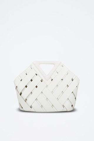 Mala em couro de vitelo e couro de cordeiro - Branco e dourado - Bottega Veneta