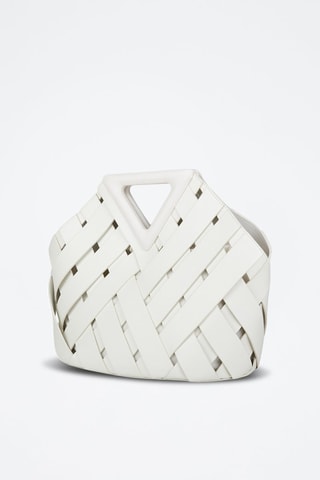 Mala em couro de vitelo e couro de cordeiro - Branco e dourado - Bottega Veneta