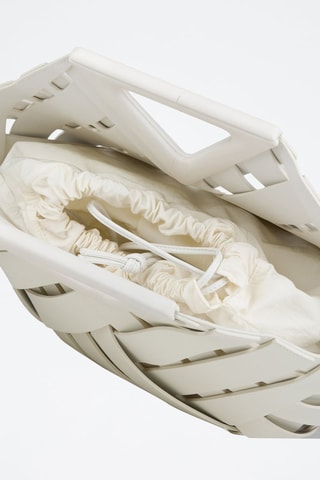 Mala em couro de vitelo e couro de cordeiro - Branco e dourado - Bottega Veneta