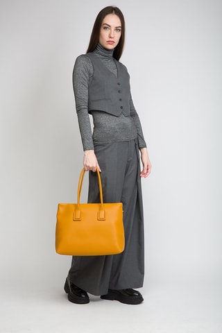 Mala shopper em couro de vitelo - Amarelo e dourado - Bottega Veneta