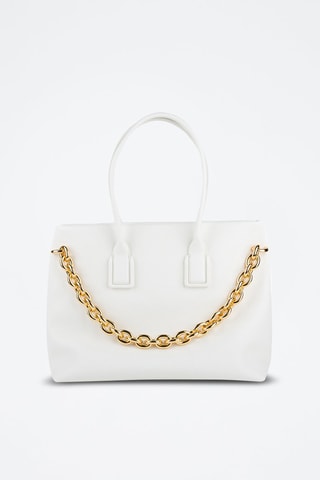 Mala shopper em couro de vitelo - Branco e dourado - Bottega Veneta