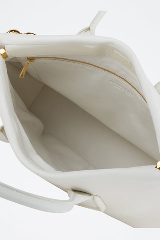Mala shopper em couro de vitelo - Branco e dourado - Bottega Veneta