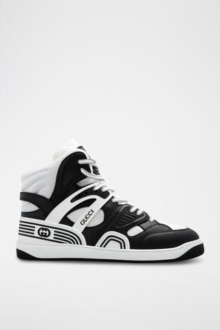 Sneakers subidos em couro - Branco e preto - Gucci