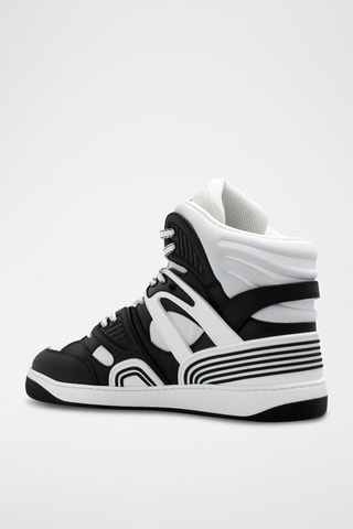 Sneakers subidos em couro - Branco e preto - Gucci