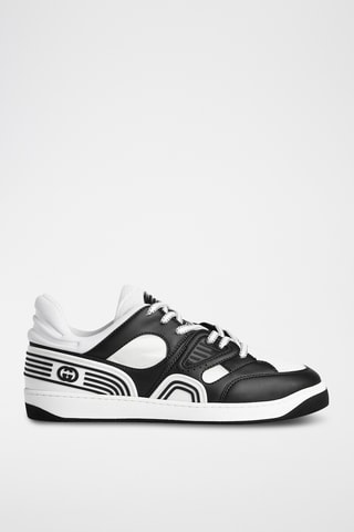 Sapatilhas em couro - Preto e branco - Gucci