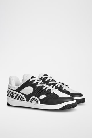 Sapatilhas em couro - Preto e branco - Gucci