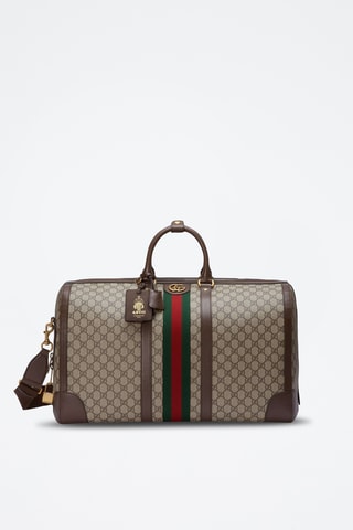 Saco de viagem em couro - Bege e castanho-escuro - Gucci