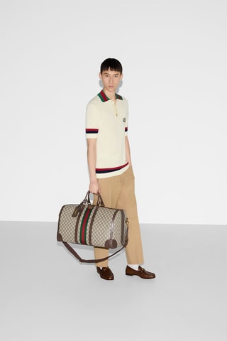 Saco de viagem em couro - Bege e castanho-escuro - Gucci