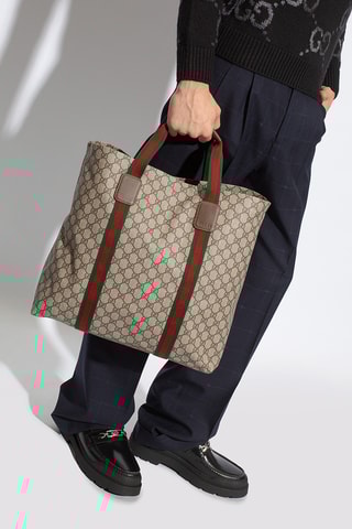 Mala em couro - Bege e castanho - Gucci