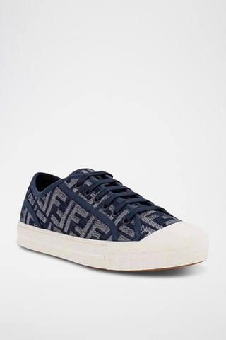 Sapatilhas em couro - Azul-marinho - Fendi