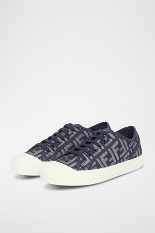 Sapatilhas em couro - Azul-marinho - Fendi