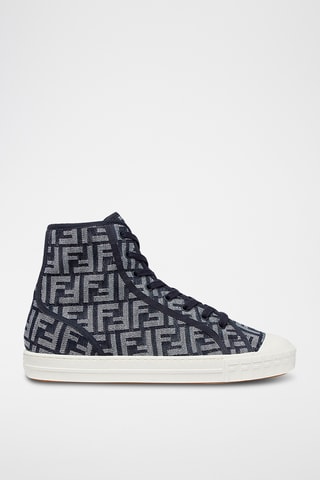 Sapatilhas subidas em couro - Azul-marinho - Fendi