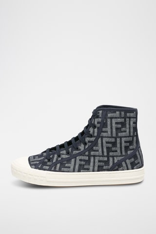 Sapatilhas subidas em couro - Azul-marinho - Fendi
