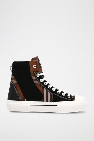 Sapatilhas subidas em couro - Preto - Burberry
