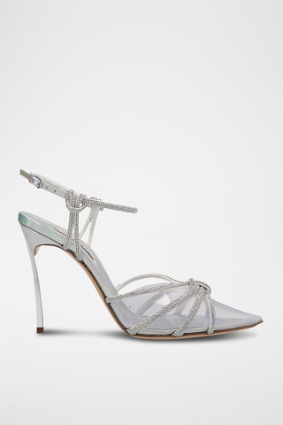 Leren Sandalen met Hak - Zilverkleurig