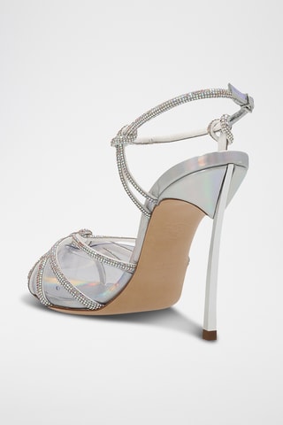 Leren Sandalen met Hak - Zilverkleurig
