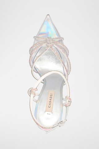 Leren Sandalen met Hak - Zilverkleurig