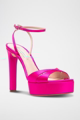Leren Sandalen met Hak - Fuchsia