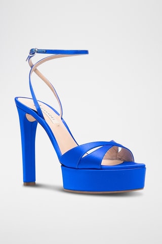Leren Sandalen met Hak - Kobaltblauw