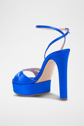 Leren Sandalen met Hak - Kobaltblauw