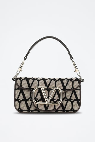 Mala de ombro em couro - Preto e bege - Valentino