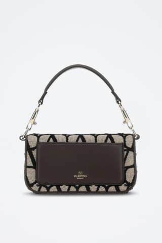 Mala de ombro em couro - Preto e bege - Valentino