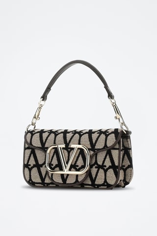 Mala de ombro em couro - Preto e bege - Valentino