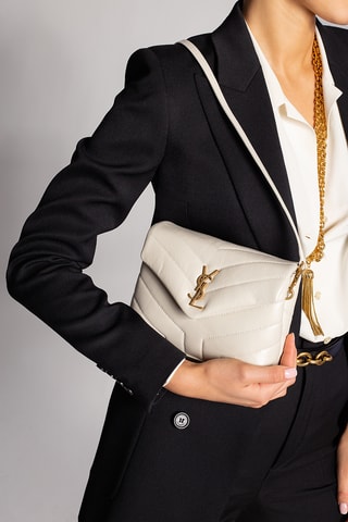 Mala de ombro em couro - Cru - Saint Laurent