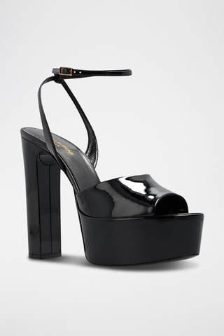 Lakleren Sandalen met Hak - Zwart