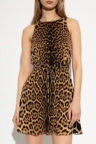 Vestido estilo patinadora em seda - Castanho - Saint Laurent