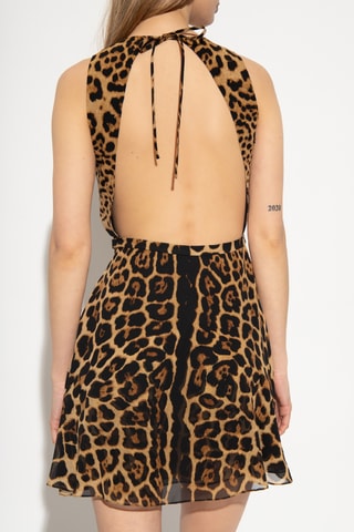 Vestido estilo patinadora em seda - Castanho - Saint Laurent