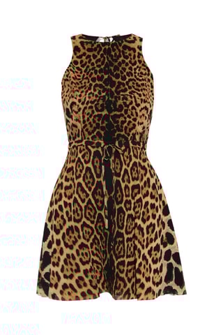 Vestido estilo patinadora em seda - Castanho - Saint Laurent