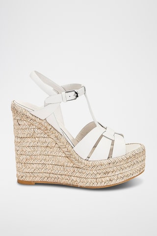 Leren Sandalen met Sleehak - Wit