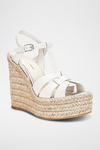 Leren Sandalen met Sleehak - Wit