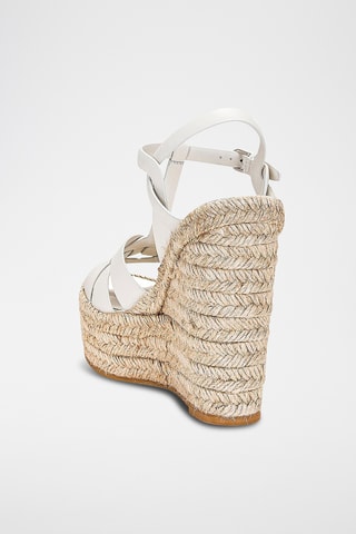 Leren Sandalen met Sleehak - Wit
