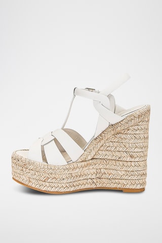 Leren Sandalen met Sleehak - Wit