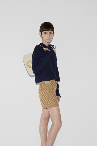 Mala de ombro em couro - Branco - Gucci
