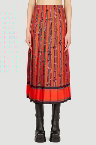 Saia plissada em seda - Vermelho - Gucci
